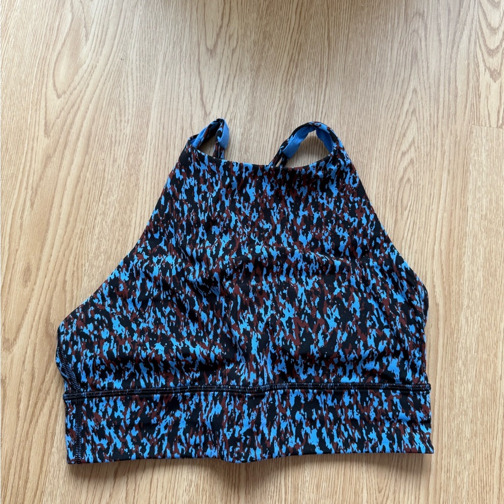 Lululemon Athletica Blue and Black Patterned Sports Bra